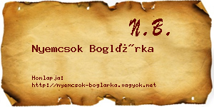 Nyemcsok Boglárka névjegykártya